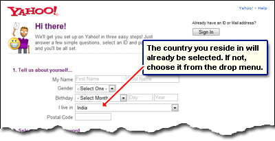 Enter your personal information to make your Yahoo email address