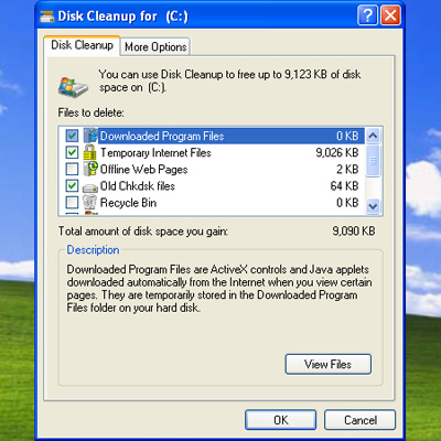 Windows XP Disk Cleanup utility