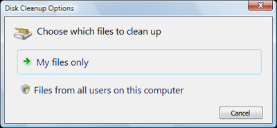 Pick an option when Disk Cleanup runs