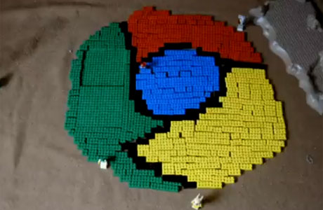 Chrome logo made out of Lego bricks
