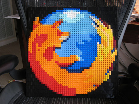 Firefox logo recreated with Lego bricks
