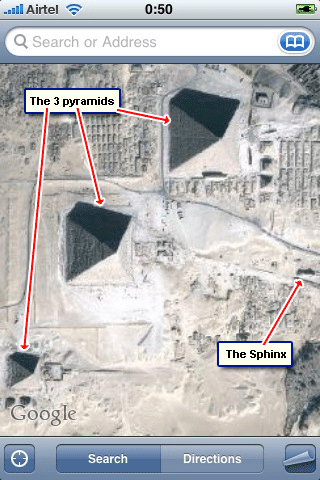 An iPhone screenshot of the pyramids in Egypt