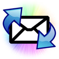 Mail envelop with incoming and outgoing arrows