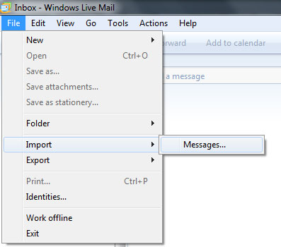 Transfer emails from Outlook Express to Windows 7 - Windows Live Mail email program