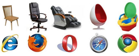 Popular web browsers and how they compare to chairs - funny geeky joke