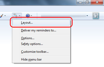 Windows Live mail layout options - how to change the interface