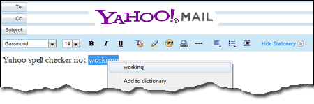 Yahoo! Mail spell check problem - Its not working