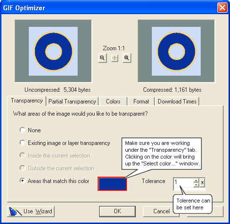 The Gis Optimizer pop-up window