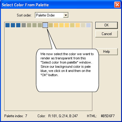 The Select Color from Palette window