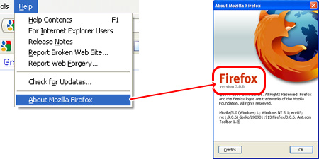 Get the browser version of Firefox