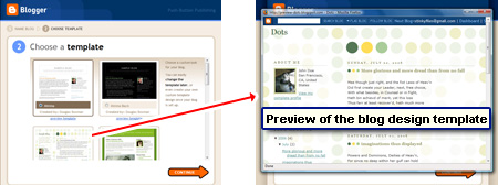 Choose a design template - you can even get a preview in a smaller browser window