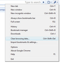 ... up the browsing data including cache and saved information in Chrome