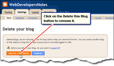 Delete your blog at Blogger and confirm your action