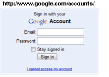 The Google account sign in section