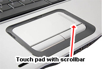 Laptop touchpad with a scrollbar on the right