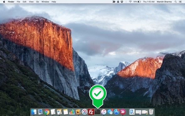 Terminal app added to the Dock on my Mac