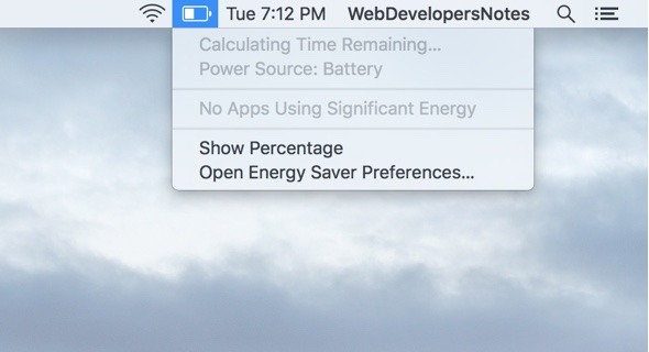 Click the battery icon