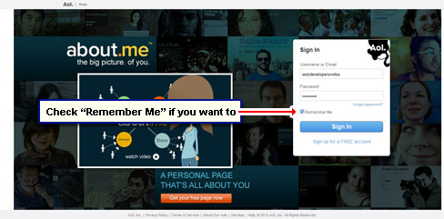 Check 'Remember Me' if you don't want to enter login information each time