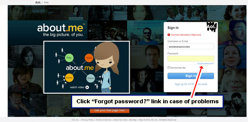 Click 'Forgot password?' in case of problems