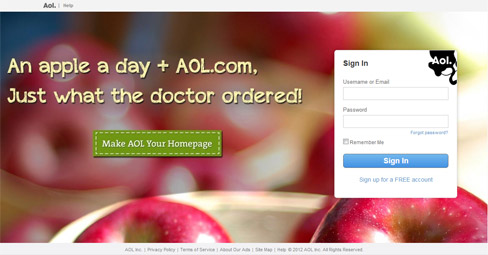 Sign in at the AOL account