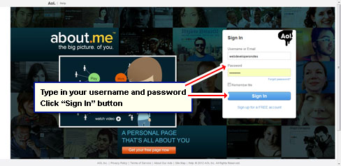Enter your account username and password