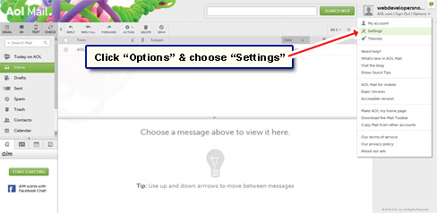 Load AOL Settings from Options menu
