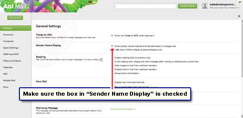 Make sure the Display Name check box is checked