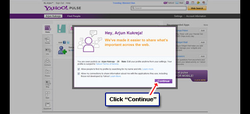 Login at your Yahoo Pulse account