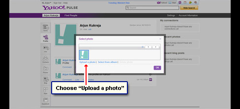 Choose the option of uploading photo from your computer
