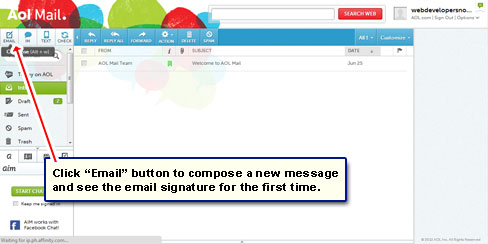 Bring up the new email form