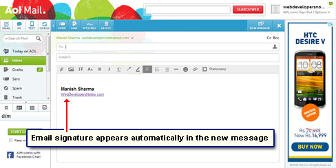 View your AOL email signature for the first time!
