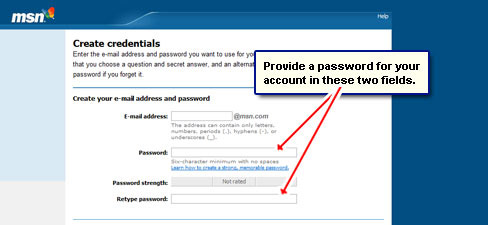 Enter the password twice in the two fields