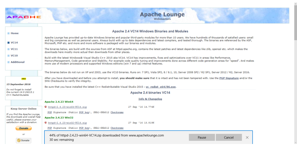 Download the Apache zip file