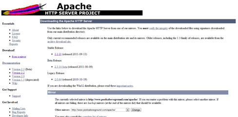 Apache web server downloads page
