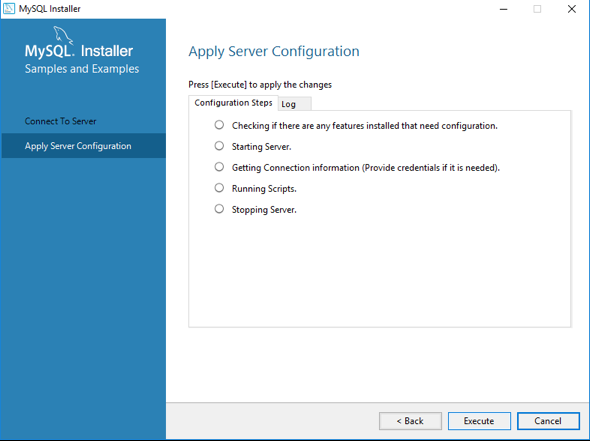 Execute to apply server configuration