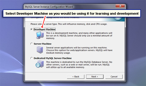 Select Developer Machine as you would be using it for learning and development.