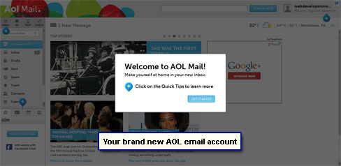 Your brand new AOL email account