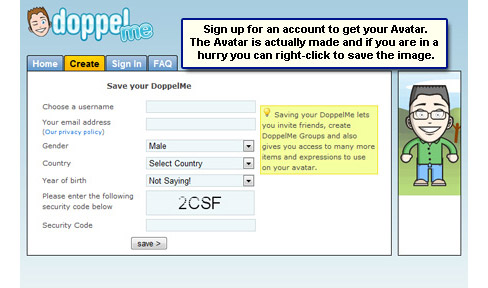 Sign up for an account at the Doppelme service