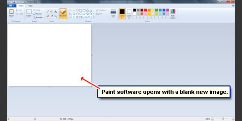 Paint opens a blank image