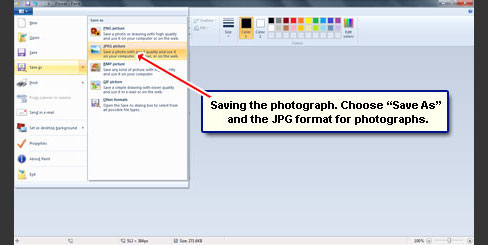 Save the photo in the Paint program