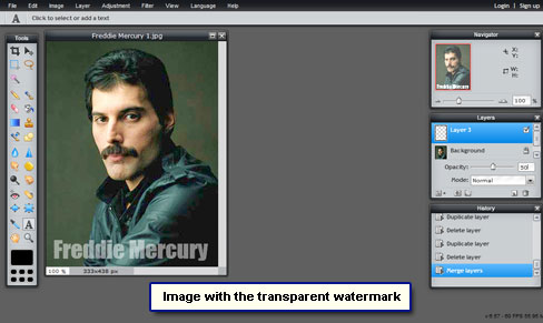 Get a transparent or semi-opaque watermark on the image