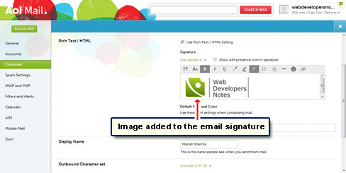 Image is now embedded in the signature