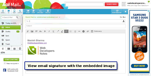 View the email signature with the image
