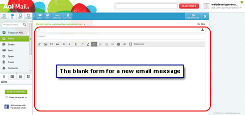 The new message form - blank