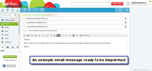 Email ready to be sent to recipients
