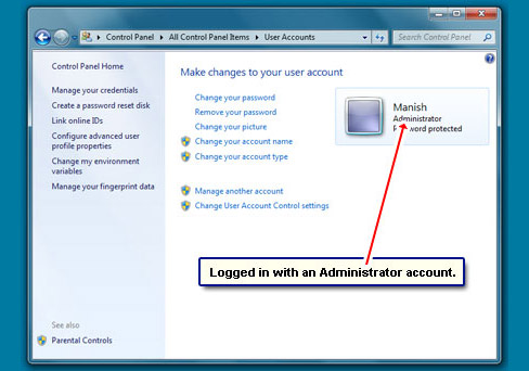 Ensure you are logged in as the administrator to set up a new user account