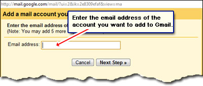 Enter the email address of the account you want to add in Gmail