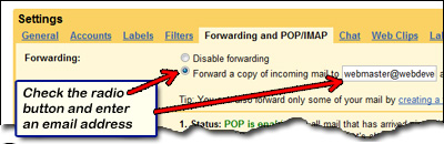 Gmail email forwarding options