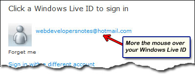 No login fields displayed on Hotmail sign in page- just your Windows Live ID