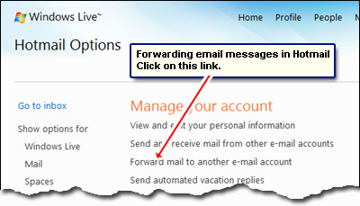 Hotmail forwarding option: Send email to a new account